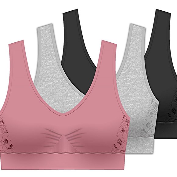 Delta Burke Seamless Padded Jacquard Comfort Bra w/Removable Pads-3-Pack - Picture 2 of 2